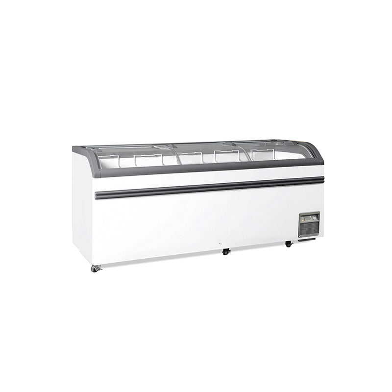 2000mm 3 Curved Glass Door Island Freezer