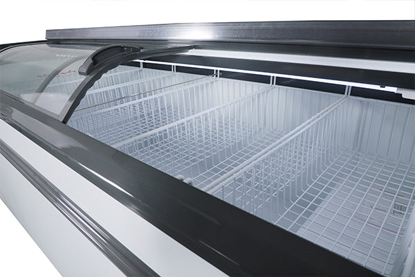 2000mm Curved Glass Door Island Freezer Double Open Side