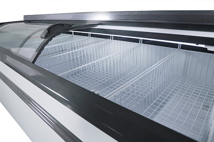 2000mm Curved Glass Door Island Freezer Double Open Side