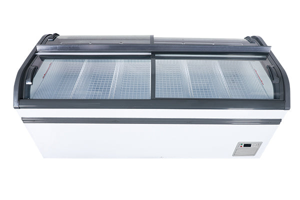 2000mm Curved Glass Door Island Freezer Double Open Side
