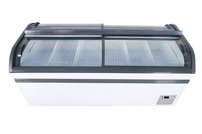 2000mm Curved Glass Door Island Freezer Double Open Side