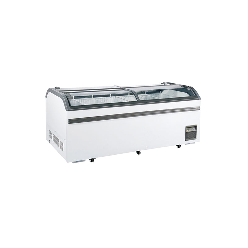 2000mm Curved Glass Door Island Freezer Double Open Side