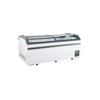2000mm Curved Glass Door Island Freezer Double Open Side