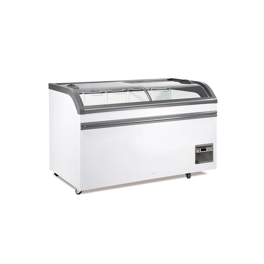 Congelador isla para supermercado con puerta curva de vidrio de 1475 mm